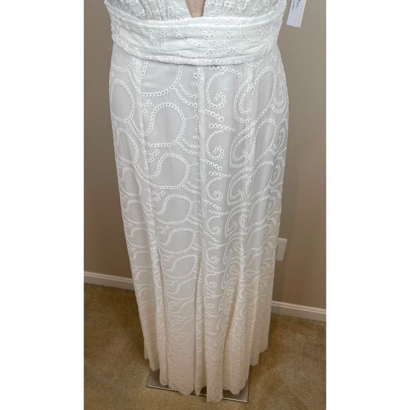 Alice + Olivia Vanna Ruffle Flutter Sleeve Eyelet Embroidered Maxi Dress Size 6 - Picture 7 of 12